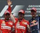 Fernando Alonso, Felipe Massa, Sebastian Vettel, Hockenheim, Almanya Grand Prix (2010) (1, 2 ve 3 Tasnif)